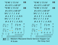 Western Maryland Gray Hopper Car Black Stone Service - Decal - Choose Scale