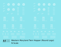 Western Maryland Twin Hopper Car White Round Herald