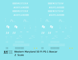 Western Maryland 50 Ft PS-1 Boxcar White  - Decal - Choose Scale