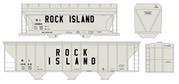 Rock Island ACF and PS-2 Covered Hopper Black Tall Block Letters