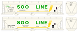 Soo Line ACF Covered Hopper Green Yellow and Black  - Decal