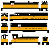 Spokane Portland and Seattle Diesel Locomotive Black  - Decal