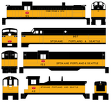 Spokane Portland and Seattle Diesel Locomotive Black  - Decal