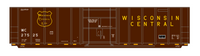 Wisconsin Central 50 Ft Ribbed Boxcar Yellow  - Decal