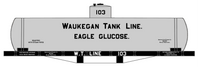 Waukegan Tank Line / Eagle Glucose Early Tank Car Black & White